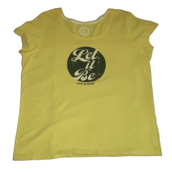 Life Is Good Distressed Let It Be Tee Shirt Yellow The Beatles Plus Size XXL 2XL - Picture 5 of 11